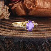 Luxury 4-Prong Oval Cut Natural Amethyst Engagement Ring